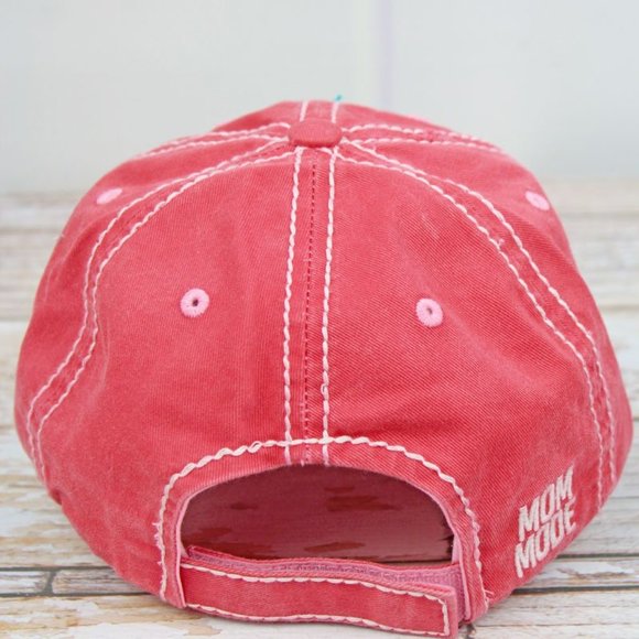 NWT Distressed Salmon Mom Mode Cap - Picture 2 of 3